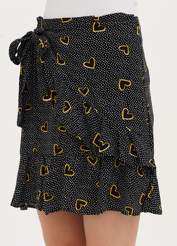 Черная кэжуал с сердечками юбка Imperial на запах