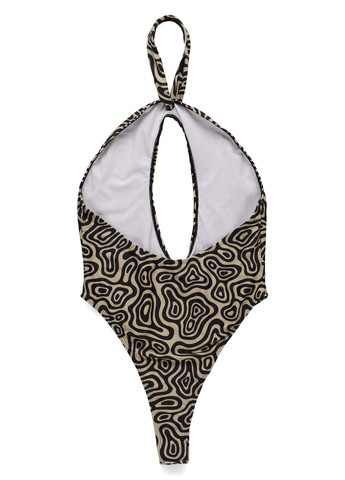 Комбинированный летний купальник слитный, халтер PrettyLittleThing