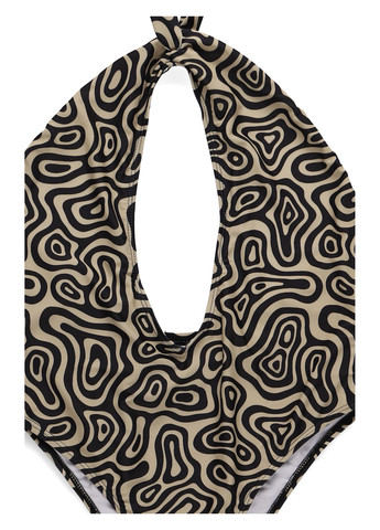 Комбинированный летний купальник слитный, халтер PrettyLittleThing