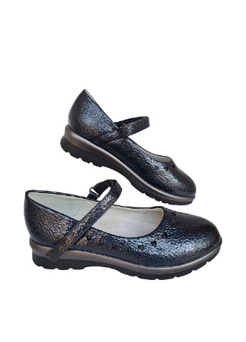Темно-синие туфли на низком каблуке No Brand