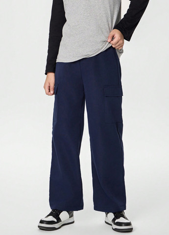 Темно-синие спортивные демисезонные брюки карго SHEIN