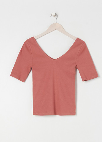 Розово-коричневая летняя футболка Sinsay