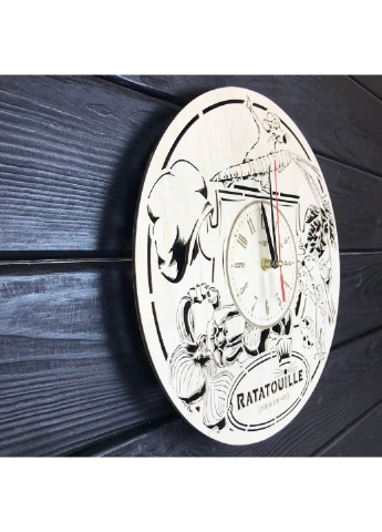 Безшумний дитячий настінний годинник з дерева "Рататуй" 7Arts (253567283)