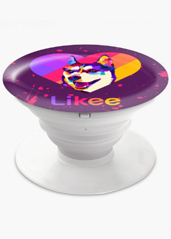 Попсокет (Popsockets) тримач для смартфону Лайк Лайка (Likee) (8754-1598) Чорний MobiPrint (216748409)
