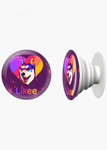 Попсокет (Popsockets) тримач для смартфону Лайк Лайка (Likee) (8754-1598) Чорний MobiPrint (216748409)