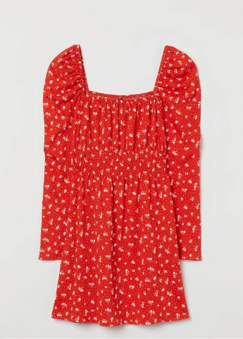 Красное платье H&M однотонное