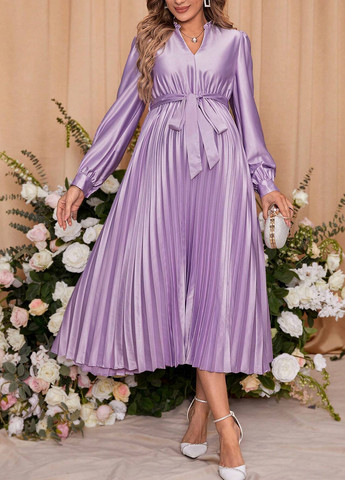 Бузкова вечірня, святковий сукня для вагітних кльош, плісована SHEIN однотонна