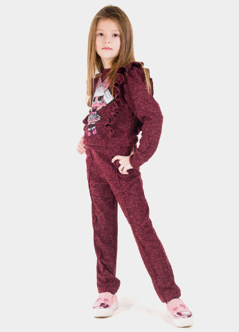 Бордовый демисезонный костюм (джемпер, брюки) брючный Lola Fashion