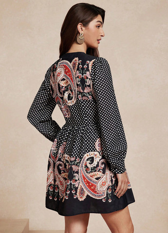 Чорна кежуал сукня кльош SHEIN в горошок