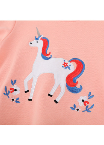 Berni kids свитшот для девочки с изображением единорога персиковый flower unicorn анималистичный персиковый кэжуал хлопок