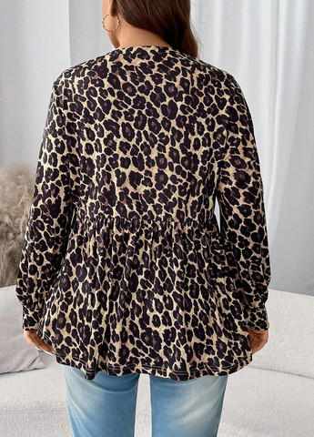 Коричневая блуза с баской SHEIN