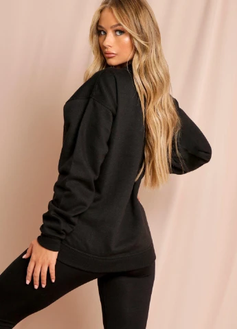 Черный свитшот Boohoo надпись без декора (249991289)