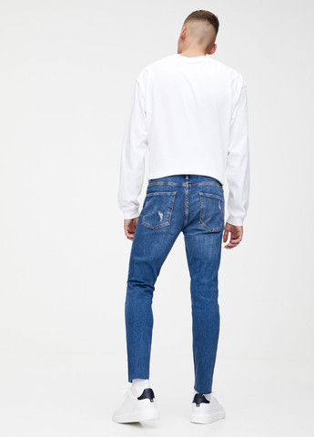 Синие демисезонные зауженные джинсы Pull&Bear