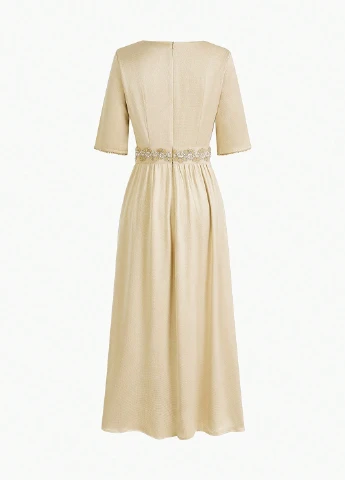 Бежева коктейльна, кежуал сукня кльош SHEIN однотонна