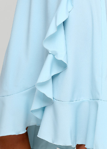Светло-голубое кэжуал платье на запах ANVI однотонное