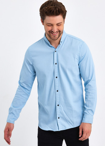 Светло-голубой кэжуал рубашка однотонная Trend Collection