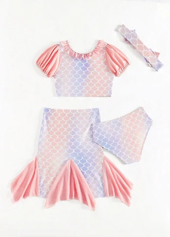 Купальник (топ, трусики, юбка, повязка) SHEIN (324691922)