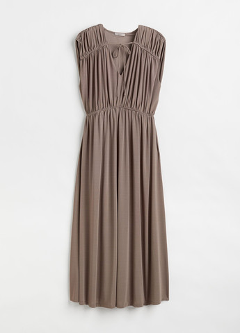 Темно-бежевое кэжуал платье клеш H&M однотонное