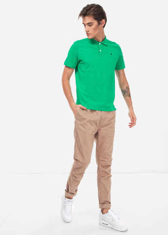 Зеленая футболка-поло для мужчин Tom Tailor однотонная