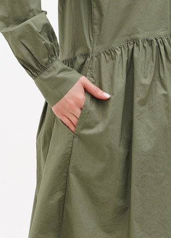 Оливковое кэжуал платье рубашка S.Oliver однотонное