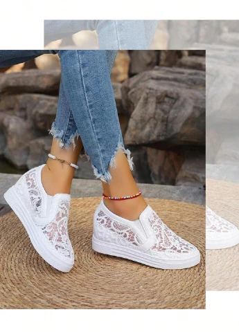 Белые слипоны SHEIN с белой подошвой однотонные