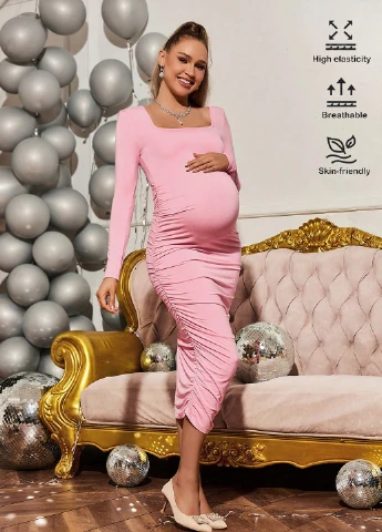 Рожева святковий, вечірня сукня для вагітних футляр SHEIN однотонна