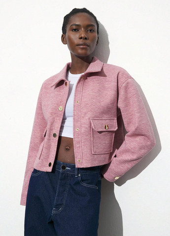 Светло-розовая демисезонная куртка куртка-пиджак SHEIN