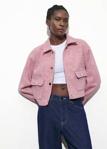 Светло-розовая демисезонная куртка куртка-пиджак SHEIN