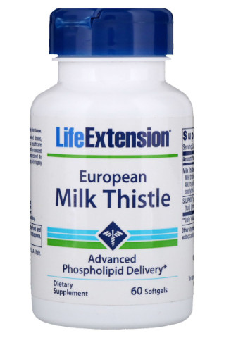 Силимарин (Расторопша), European Milk Thistle,, 60 желатиновых капсул Life Extension (228292171)