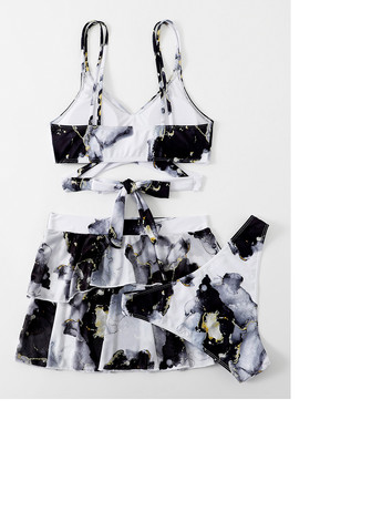 Білий літній комплект (купальник, спідниця) бікіні, роздільний SHEIN