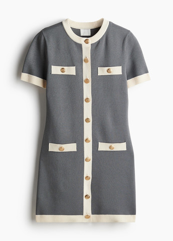 Сіра ділова, кежуал сукня H&M однотонна