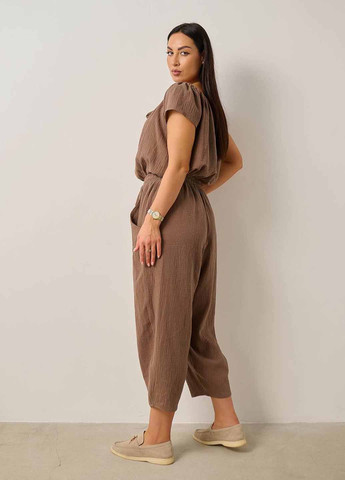 Комбинезон LibeAmore комбинезон-брюки однотонный кофейный кэжуал хлопок, вискоза
