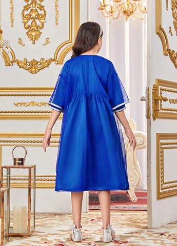 Синий летний комплект (накидка, платье) SHEIN