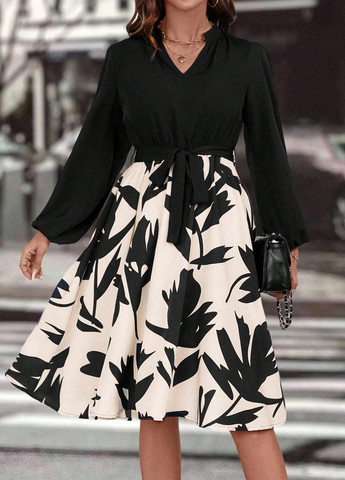 Комбінована кежуал сукня кльош SHEIN колор блок