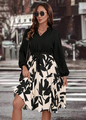 Комбінована кежуал сукня кльош SHEIN колор блок