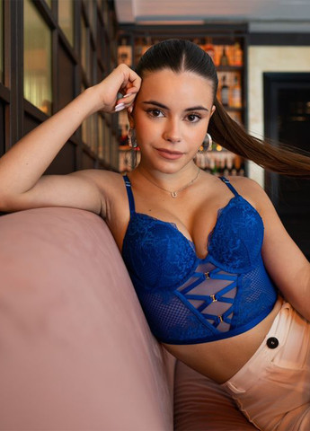 Синий демисезонный комплект (корсет, трусики) Victoria's Secret