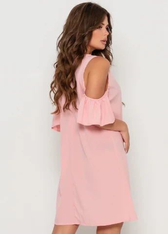 Розовое кэжуал платье с открытыми плечами Issa однотонное