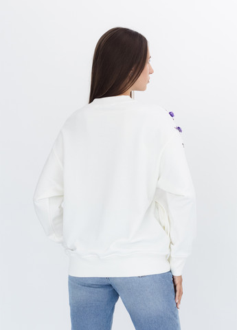 Білий світшот Nora Kvittin однотонний аплікація, вишивка (301079830)