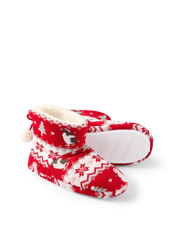 Красные тапочки C&A с помпонами