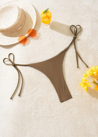 Коричневые купальные трусики-плавки однотонные SHEIN