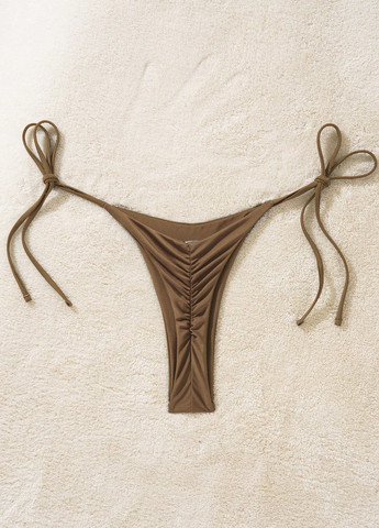 Коричневые купальные трусики-плавки однотонные SHEIN