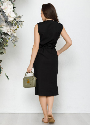 Чорна повсякденний сукня жіноча сорочка ISSA PLUS однотонна