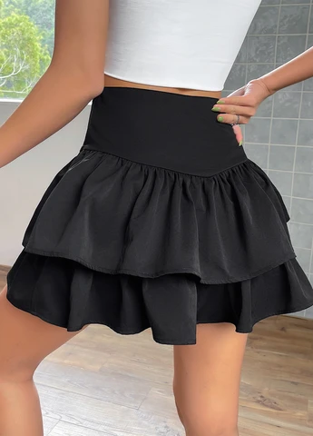 Черная кэжуал однотонная юбка SHEIN клешированная