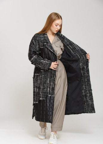 Черно-белое демисезонное Пальто (Quarante) Черный + Белый Donna Bacconi