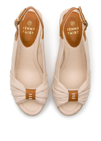 Светло-бежевые сандалі jenny fairy ls4972-1 Jenny Fairy с ремешком на плетеной подошве