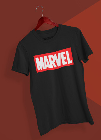 Черная всесезон футболка женская чёрная с принтом "marvel" Maybel