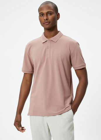Светло-розовая мужская футболка поло KOTON однотонная