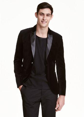 Піджак H&M з довгим рукавом однотонний чорний кежуал