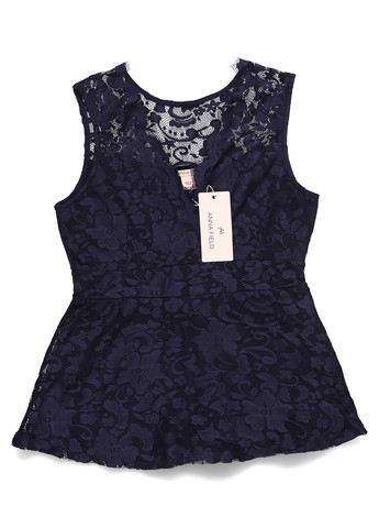 Тёмно-синяя топ с баской Anna Field