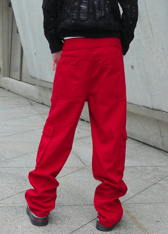 Красные демисезонные карго джинсы SHEIN